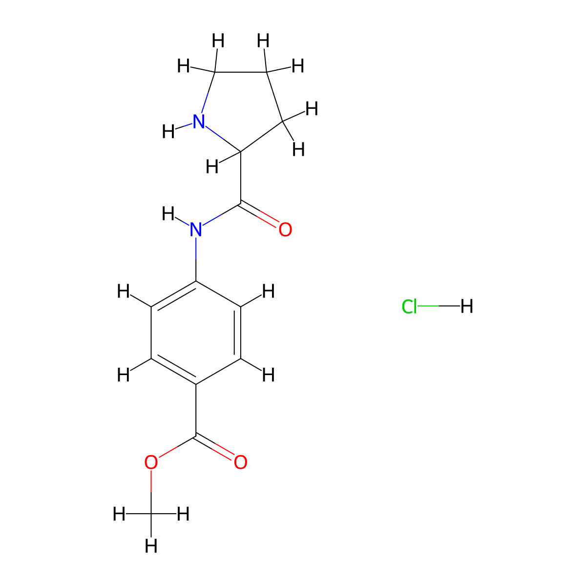 Methyl 4-(pyrrolidine-2-carboxamido)benzoate hydrochloride molecular structure, CAS 1260684-49-8