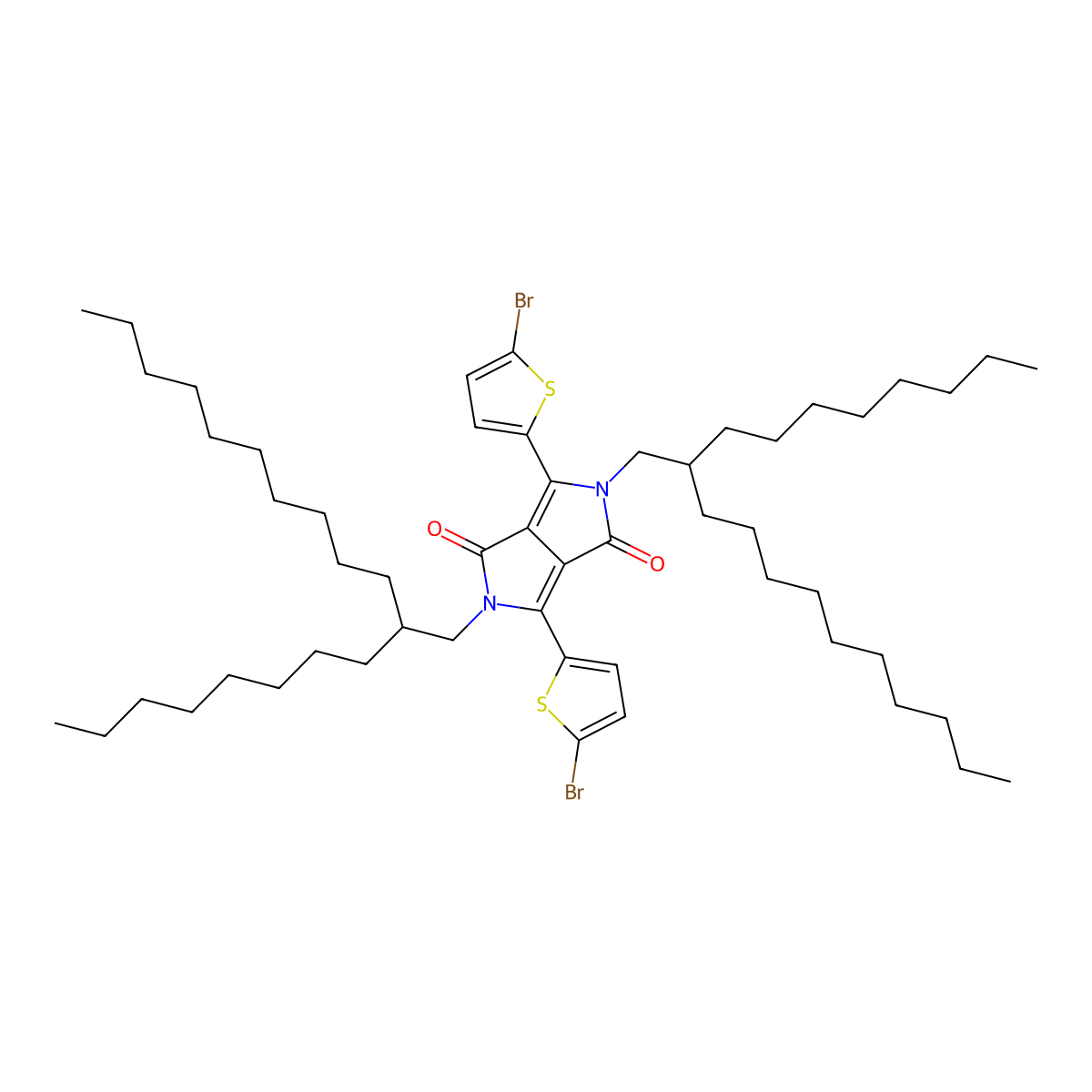 3,6-bis(5-bromothiophen-2-yl)-2,5-bis(2-octyldodecyl)pyrrolo[3,4-c]pyrrole-1,4(2H,5H)-dione molecular structure, CAS 1260685-63-9