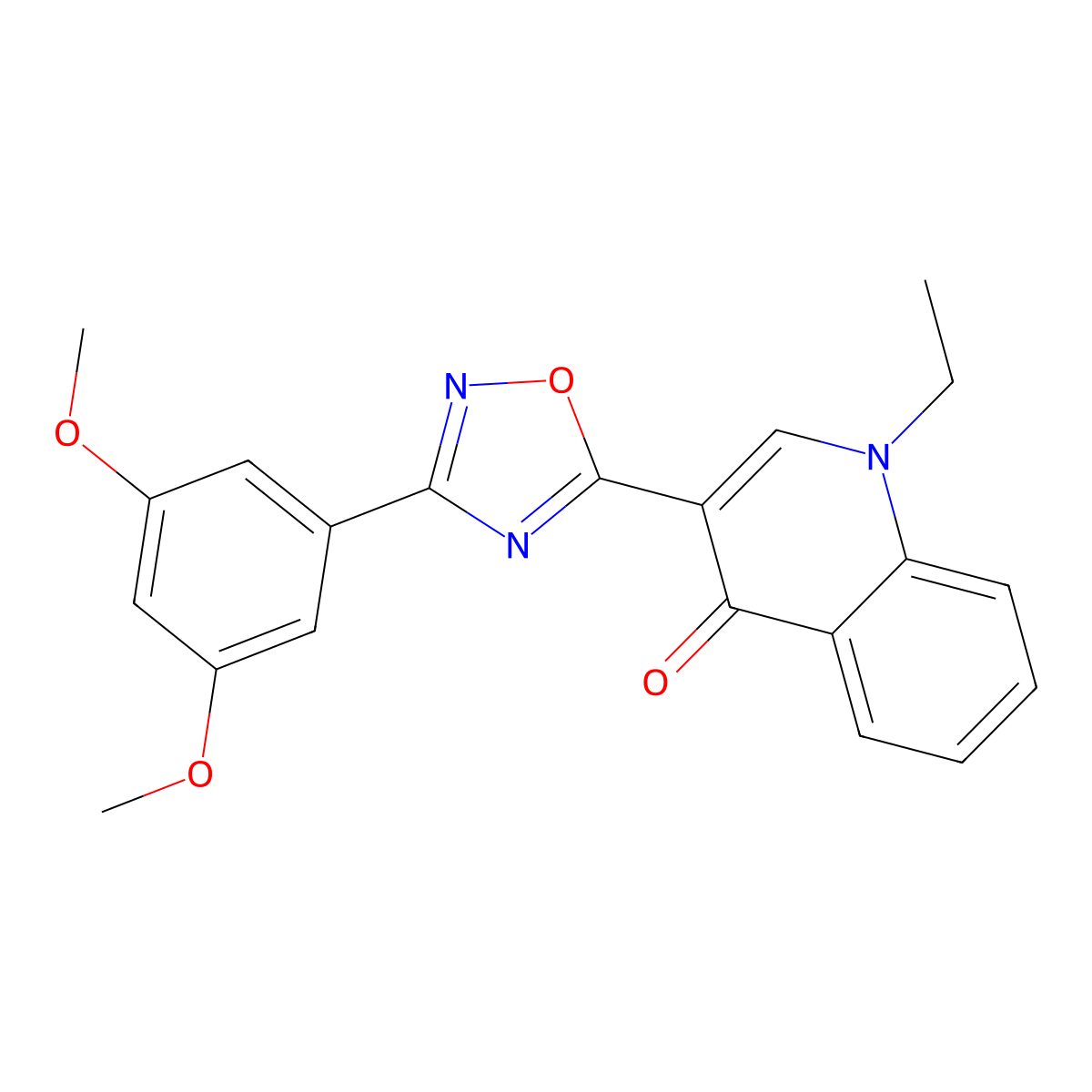 3-(3-(3,5-dimethoxyphenyl)-1,2,4-oxadiazol-5-yl)-1-ethylquinolin-4(1H)-one molecular structure, CAS 1260688-48-9