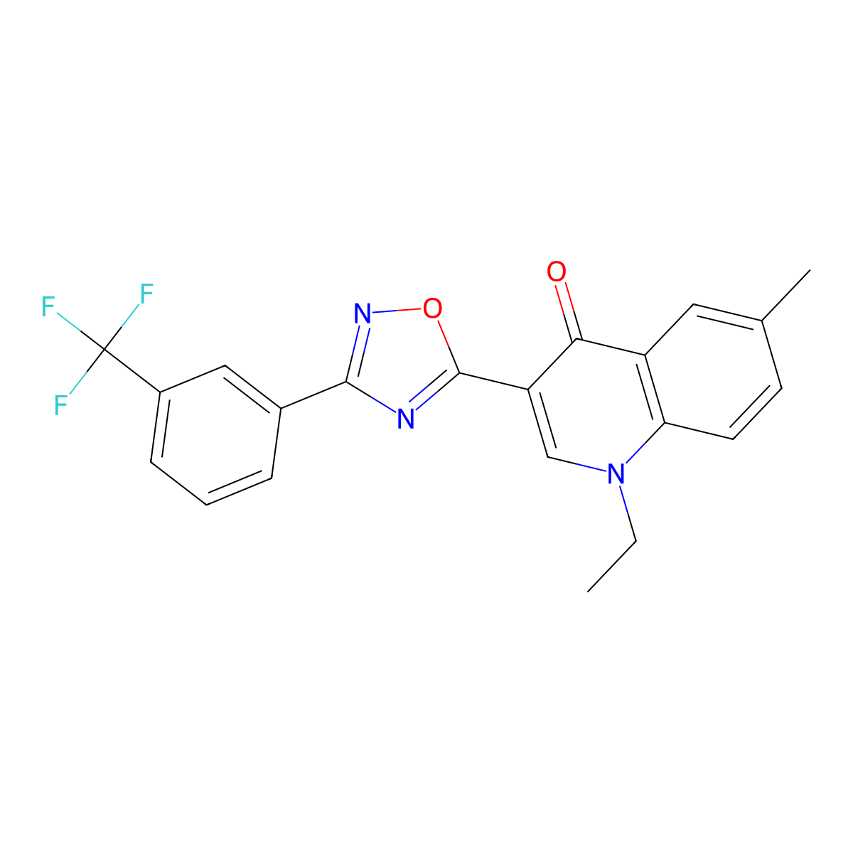 1-ethyl-6-methyl-3-{3-[3-(trifluoromethyl)phenyl]-1,2,4-oxadiazol-5-yl}quinolin-4(1H)-one molecular structure, CAS 1260688-51-4