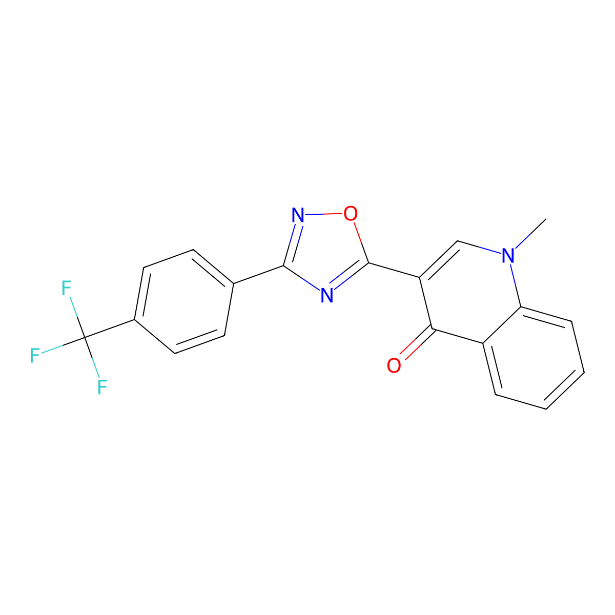 1-methyl-3-(3-(4-(trifluoromethyl)phenyl)-1,2,4-oxadiazol-5-yl)quinolin-4(1H)-one molecular structure, CAS 1260688-54-7