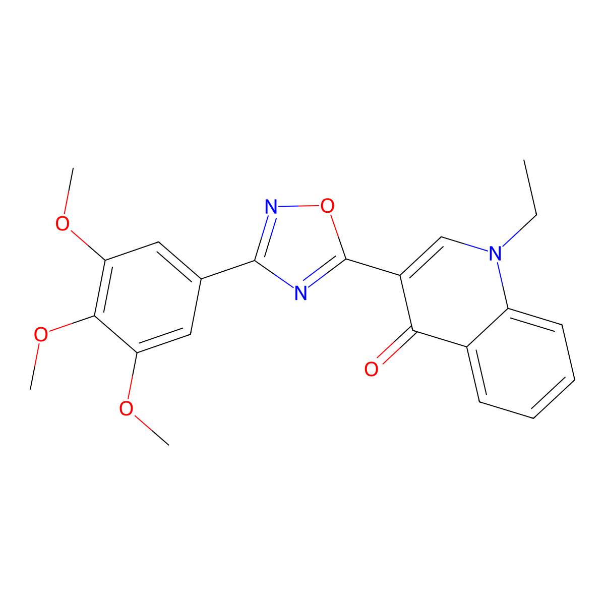 1-ethyl-3-(3-(3,4,5-trimethoxyphenyl)-1,2,4-oxadiazol-5-yl)quinolin-4(1H)-one molecular structure, CAS 1260688-57-0