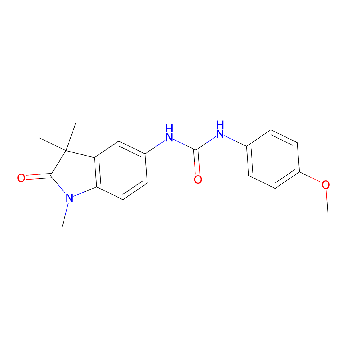 1-(4-methoxyphenyl)-3-(1,3,3-trimethyl-2-oxo-2,3-dihydro-1H-indol-5-yl)urea molecular structure, CAS 1260694-12-9