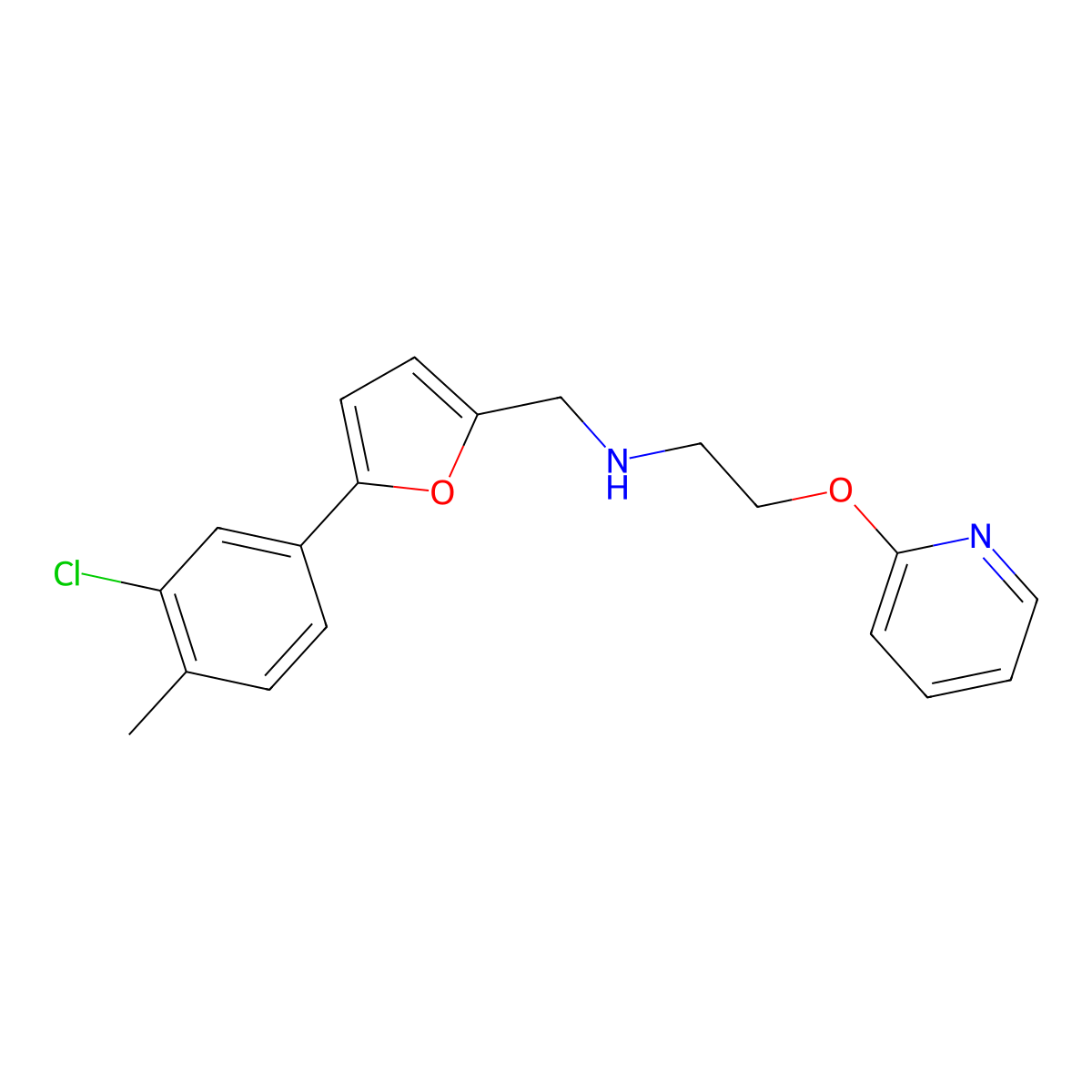 N-{[5-(3-chloro-4-methylphenyl)furan-2-yl]methyl}-2-(pyridin-2-yloxy)ethanamine molecular structure, CAS 1260698-26-7