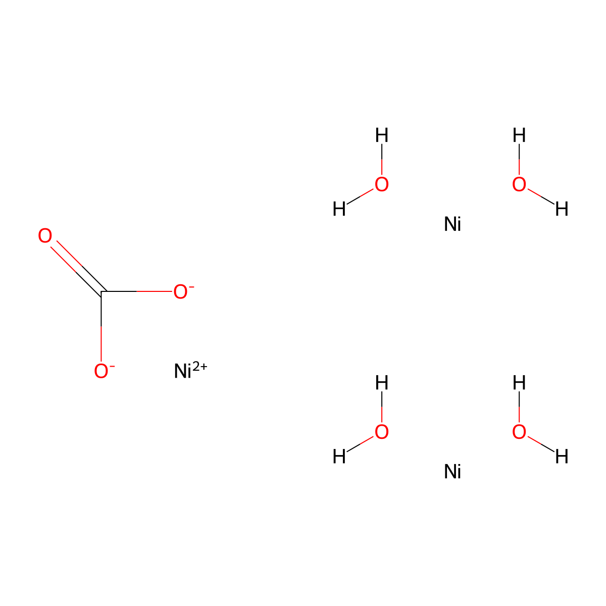 Nickel, (carbonato(2-))tetrahydroxytri- molecular structure, CAS 12607-70-4