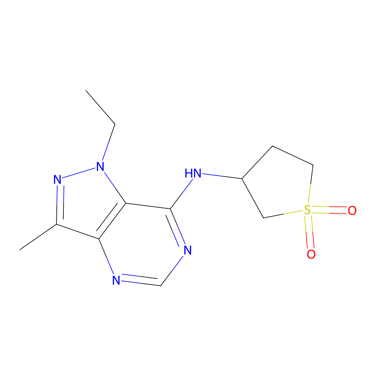 3-((1-Ethyl-3-methyl-1H-pyrazolo[4,3-d]pyrimidin-7-yl)amino)tetrahydrothiophene 1,1-dioxide molecular structure, CAS 1260700-51-3