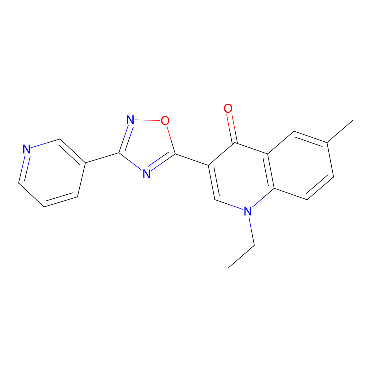 1-Ethyl-6-methyl-3-[3-(pyridin-3-yl)-1,2,4-oxadiazol-5-yl]-1,4-dihydroquinolin-4-one molecular structure, CAS 1260701-03-8