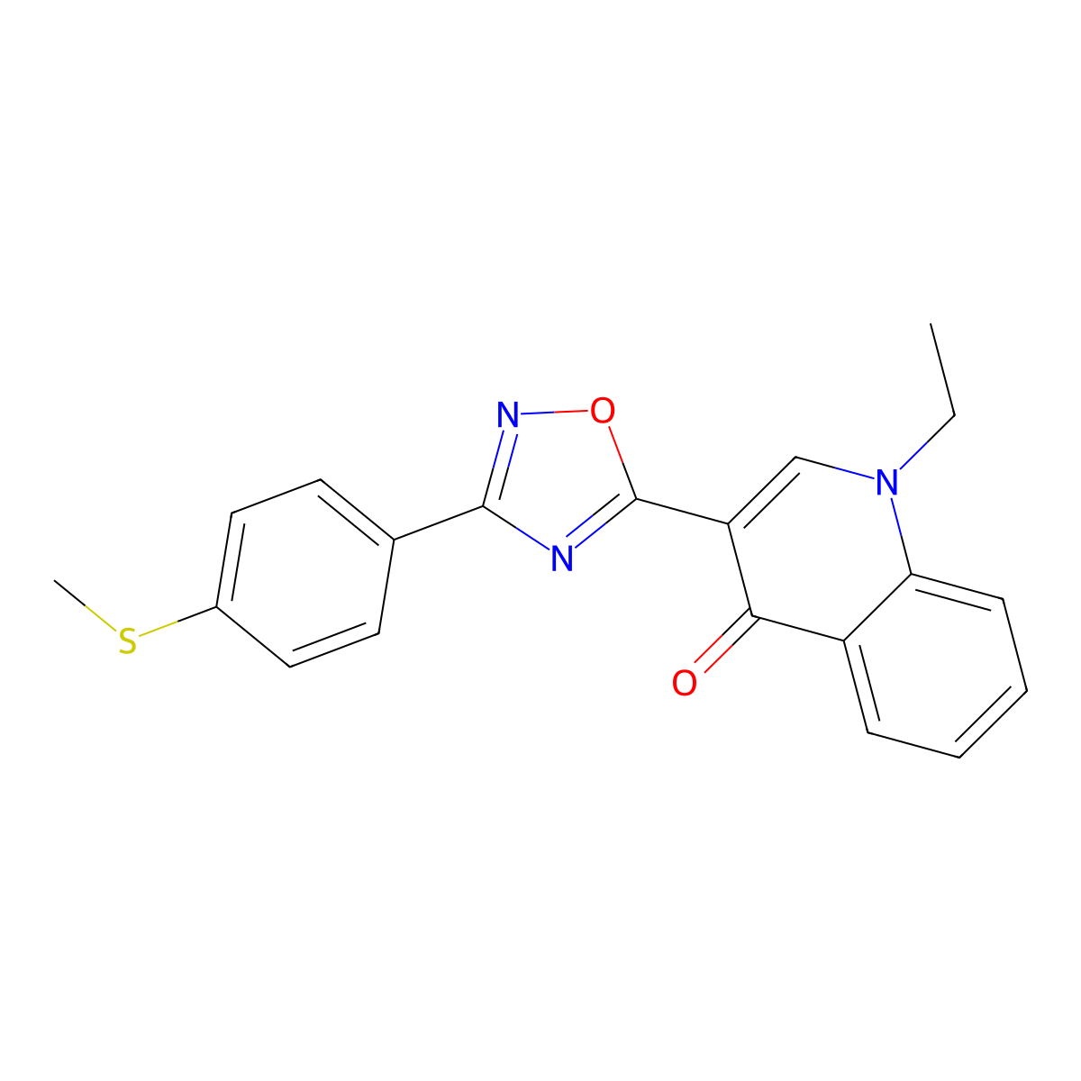 1-ethyl-3-(3-(4-(methylthio)phenyl)-1,2,4-oxadiazol-5-yl)quinolin-4(1H)-one molecular structure, CAS 1260701-39-0