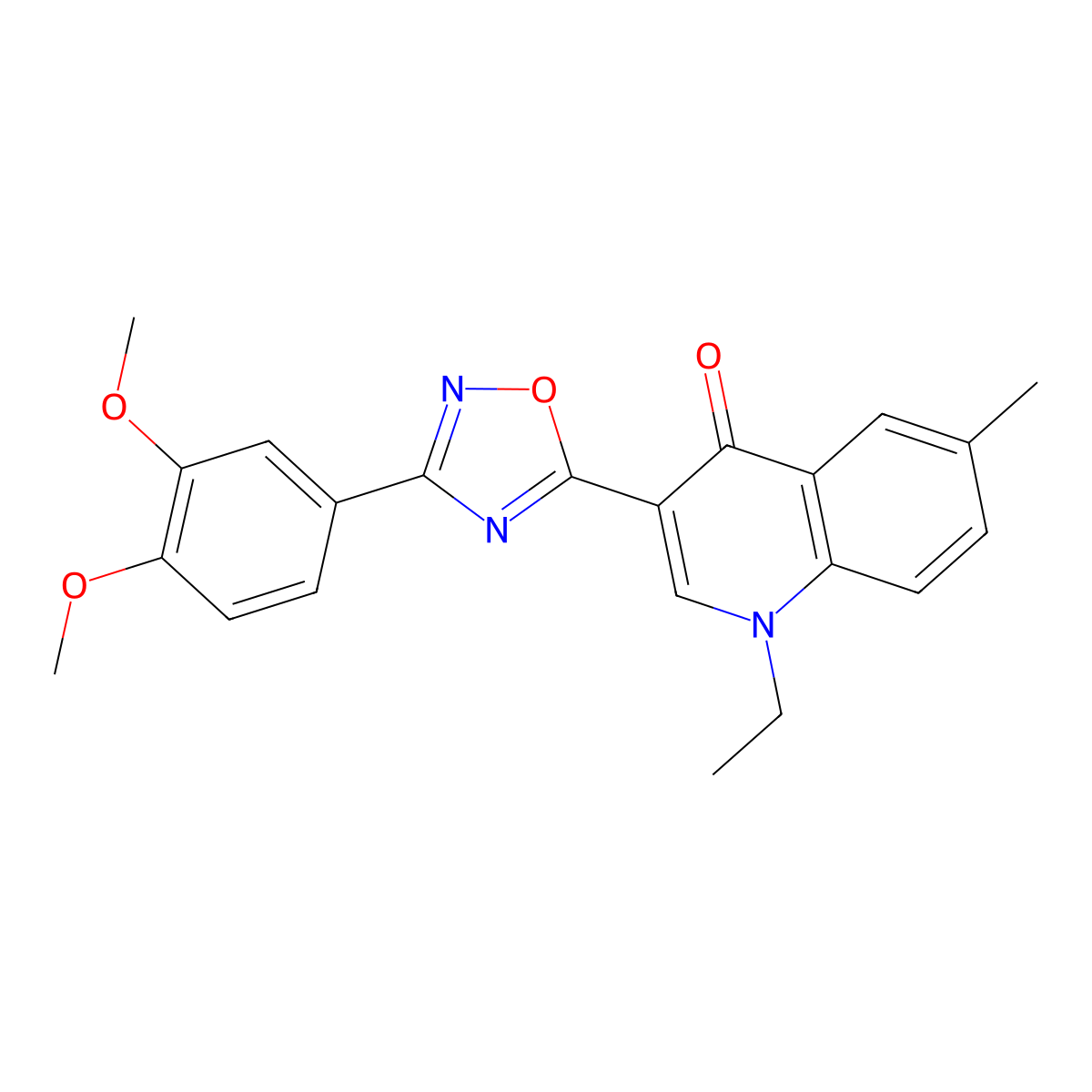 3-[3-(3,4-dimethoxyphenyl)-1,2,4-oxadiazol-5-yl]-1-ethyl-6-methylquinolin-4(1H)-one molecular structure, CAS 1260703-55-6