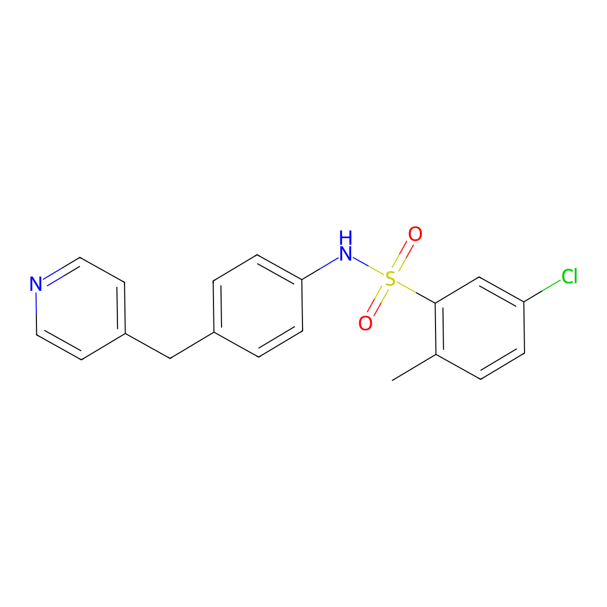 5-chloro-2-methyl-N-[4-(4-pyridinylmethyl)phenyl]benzenesulfonamide molecular structure, CAS 1260704-14-0