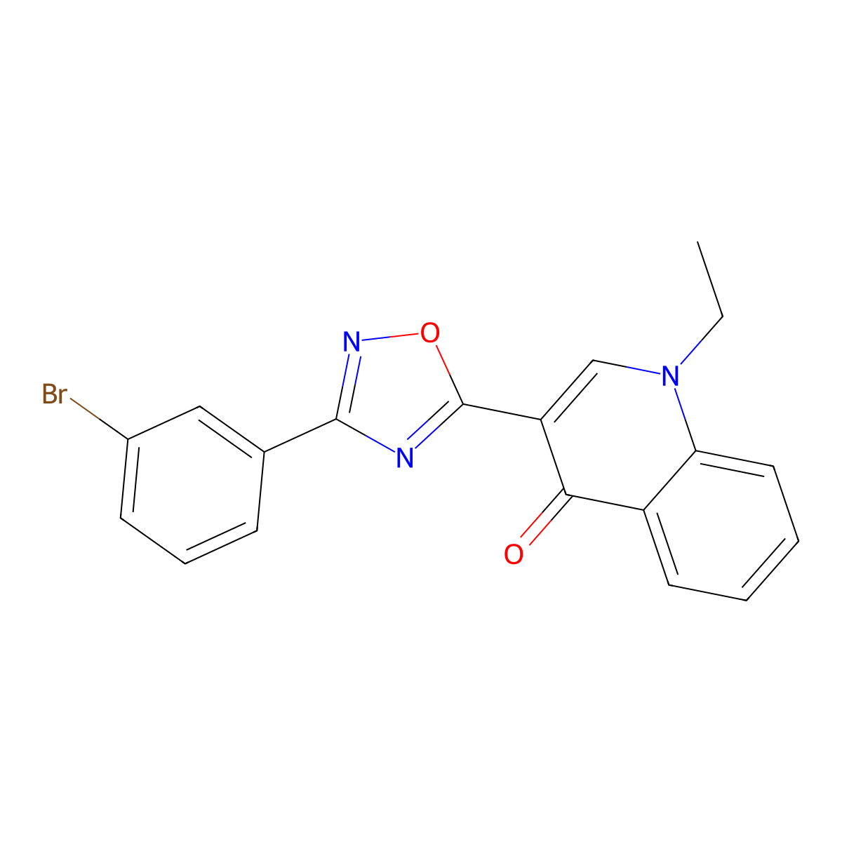 3-(3-(3-bromophenyl)-1,2,4-oxadiazol-5-yl)-1-ethylquinolin-4(1H)-one molecular structure, CAS 1260704-79-7