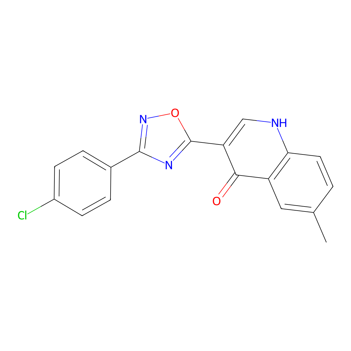 3-(3-(4-chlorophenyl)-1,2,4-oxadiazol-5-yl)-6-methylquinolin-4(1H)-one molecular structure, CAS 1260708-21-1