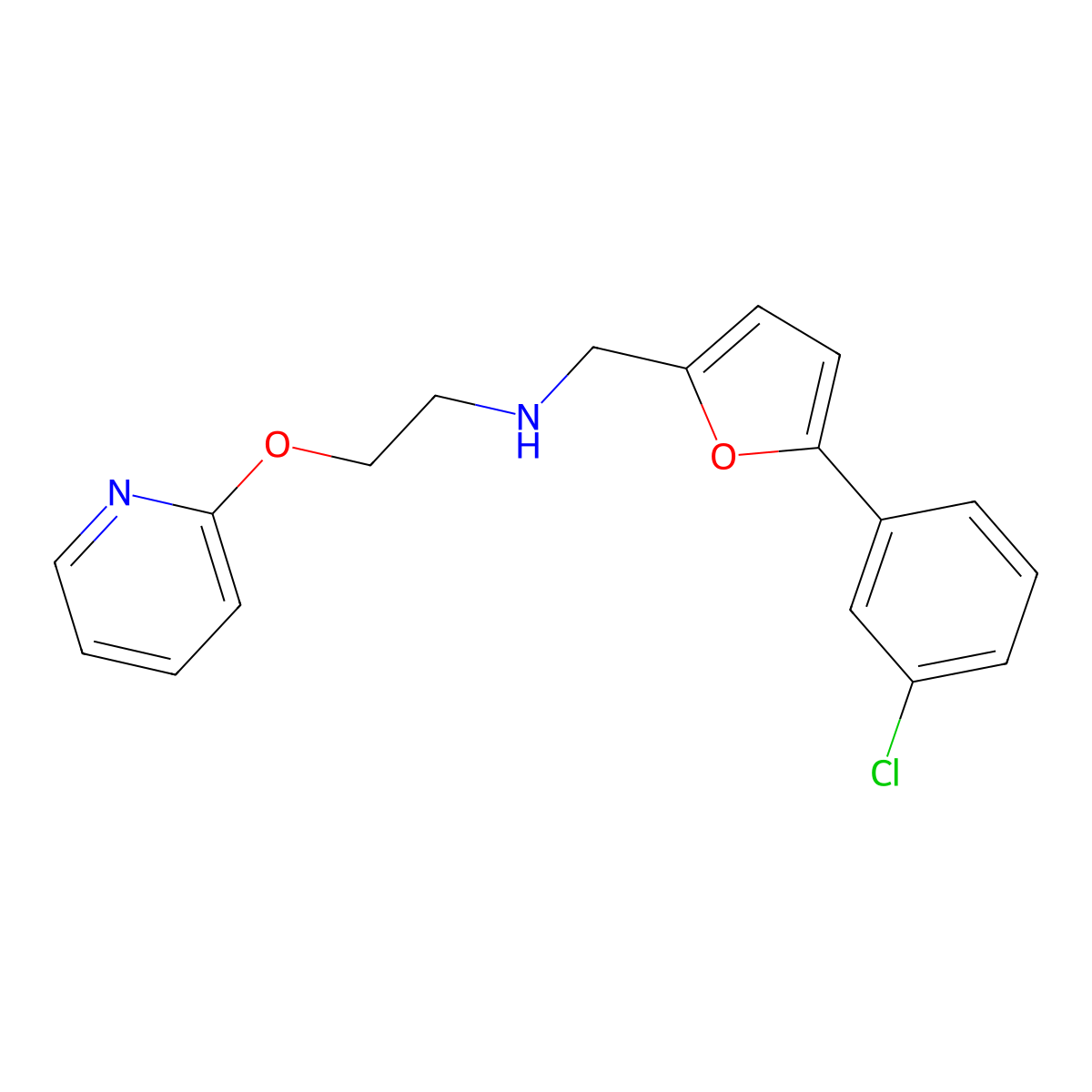 N-{[5-(3-chlorophenyl)furan-2-yl]methyl}-2-(pyridin-2-yloxy)ethanamine molecular structure, CAS 1260708-92-6