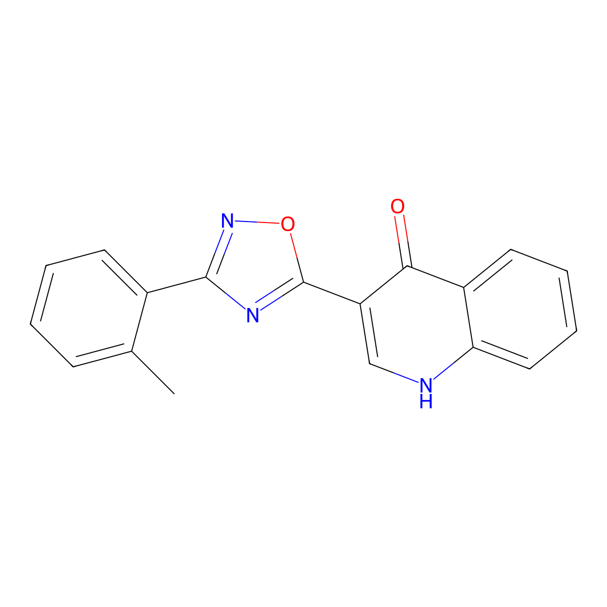 3-(3-(o-tolyl)-1,2,4-oxadiazol-5-yl)quinolin-4(1H)-one molecular structure, CAS 1260712-81-9