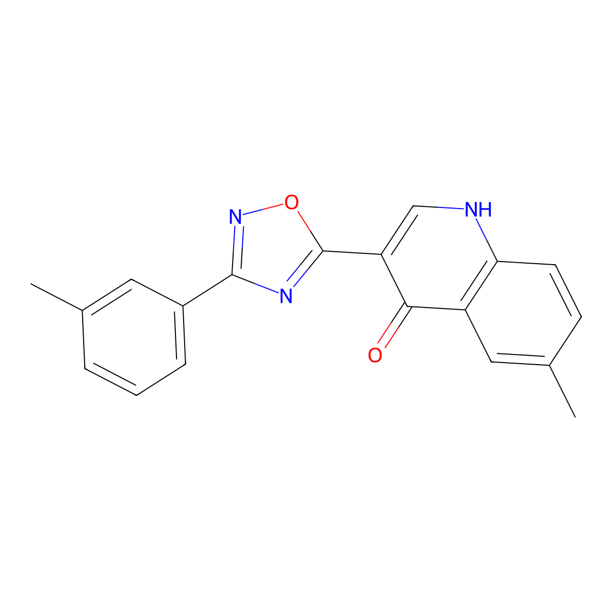 6-methyl-3-(3-(m-tolyl)-1,2,4-oxadiazol-5-yl)quinolin-4(1H)-one molecular structure, CAS 1260712-89-7