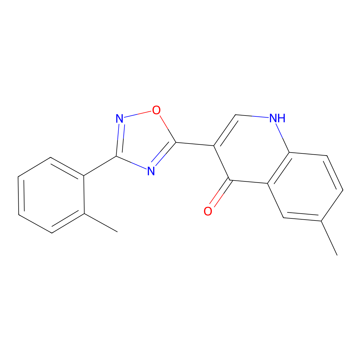 6-methyl-3-(3-(o-tolyl)-1,2,4-oxadiazol-5-yl)quinolin-4(1H)-one molecular structure, CAS 1260713-20-9