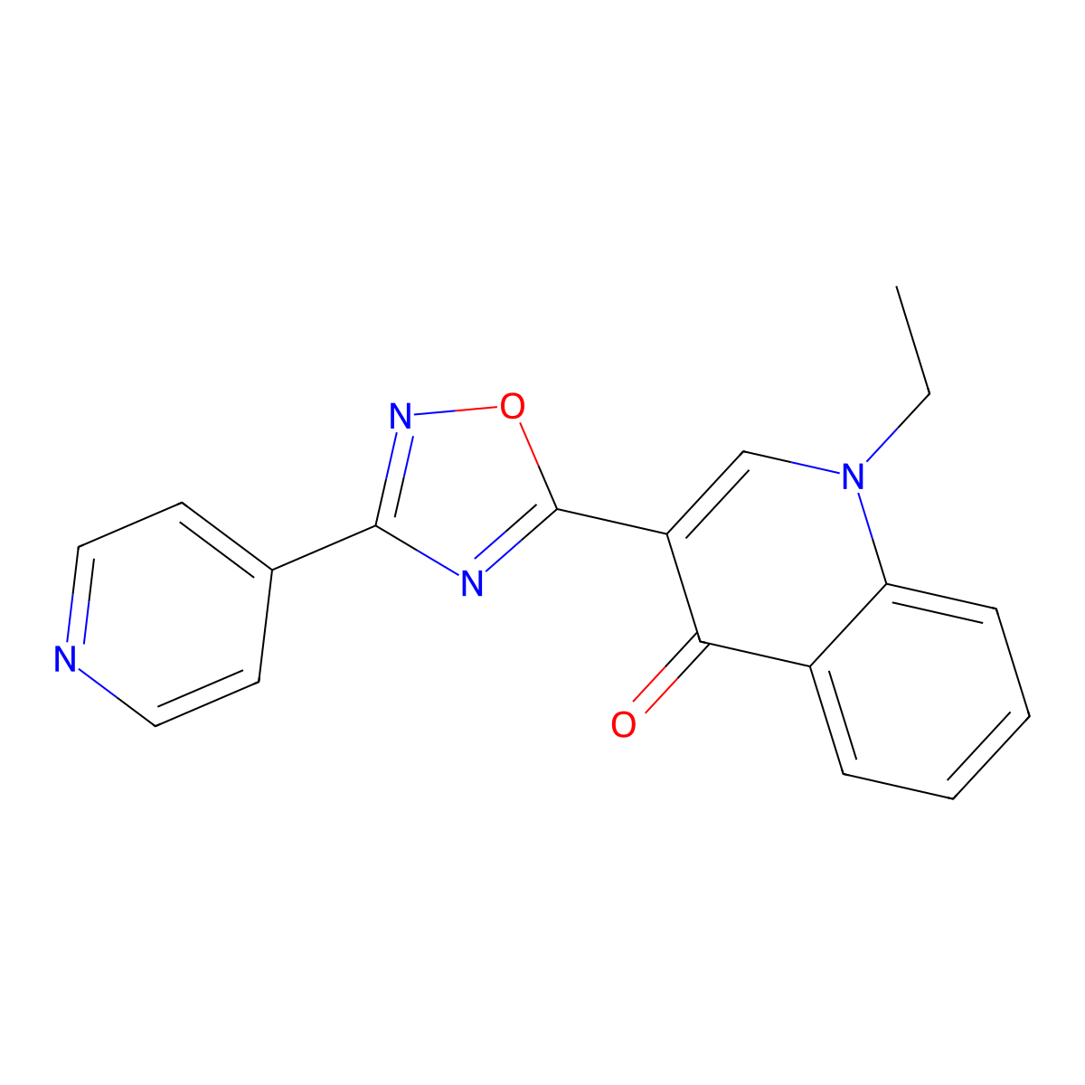 1-ethyl-3-(3-(pyridin-4-yl)-1,2,4-oxadiazol-5-yl)quinolin-4(1H)-one molecular structure, CAS 1260713-44-7
