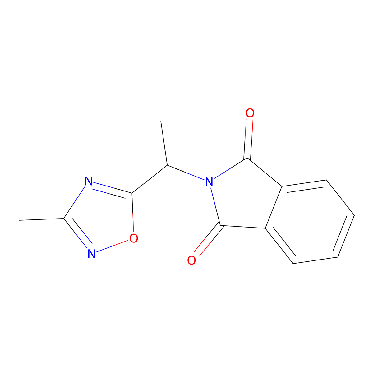 2-(1-(3-Methyl-1,2,4-oxadiazol-5-yl)ethyl)isoindoline-1,3-dione molecular structure, CAS 1260713-53-8