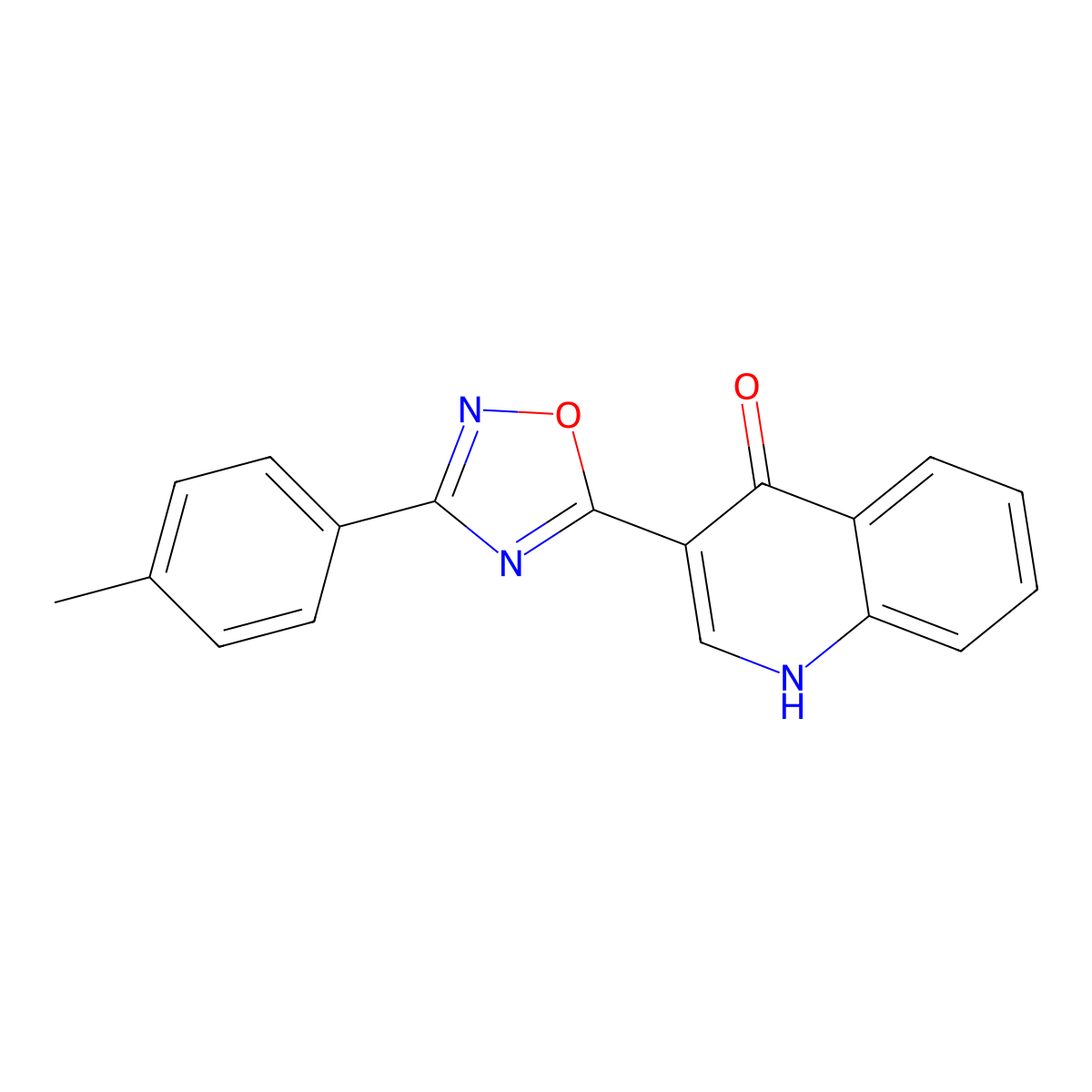 3-(3-(p-tolyl)-1,2,4-oxadiazol-5-yl)quinolin-4(1H)-one molecular structure, CAS 1260722-45-9