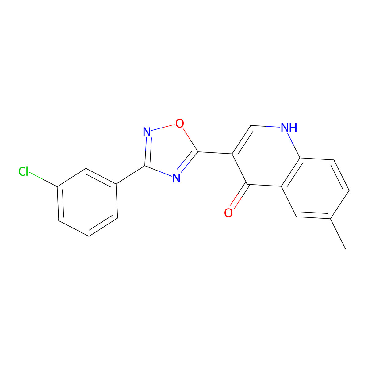 3-(3-(3-chlorophenyl)-1,2,4-oxadiazol-5-yl)-6-methylquinolin-4(1H)-one molecular structure, CAS 1260728-84-4