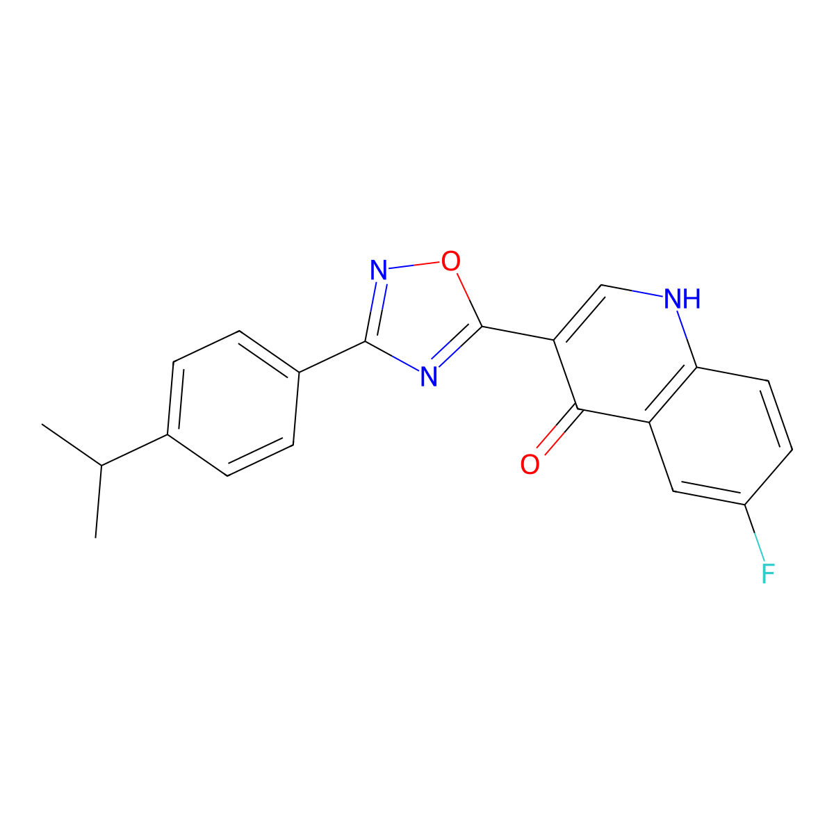6-fluoro-3-(3-(4-isopropylphenyl)-1,2,4-oxadiazol-5-yl)quinolin-4(1H)-one molecular structure, CAS 1260728-97-9
