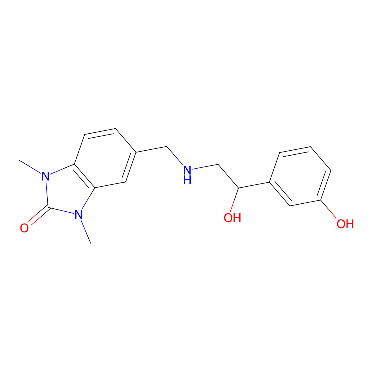 5-({[2-hydroxy-2-(3-hydroxyphenyl)ethyl]amino}methyl)-1,3-dimethyl-1,3-dihydro-2H-benzimidazol-2-one molecular structure, CAS 1260729-10-9
