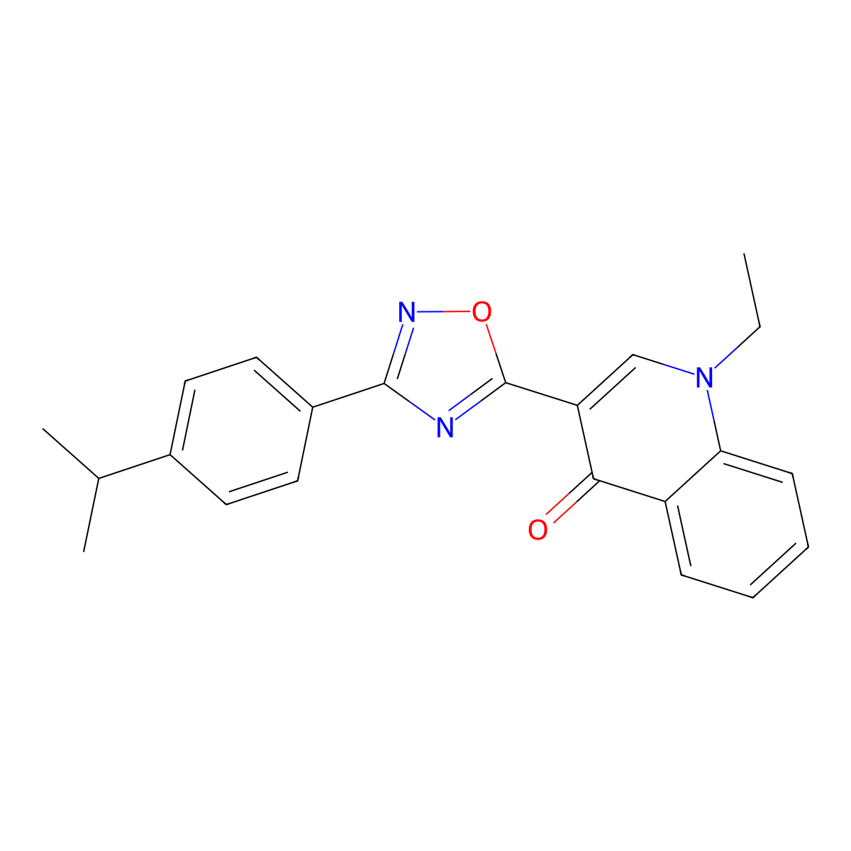 1-ethyl-3-(3-(4-isopropylphenyl)-1,2,4-oxadiazol-5-yl)quinolin-4(1H)-one molecular structure, CAS 1260730-67-3
