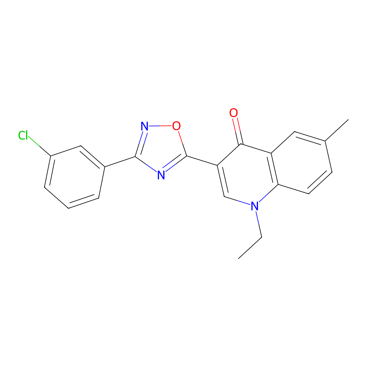 3-[3-(3-chlorophenyl)-1,2,4-oxadiazol-5-yl]-1-ethyl-6-methylquinolin-4(1H)-one molecular structure, CAS 1260733-17-2