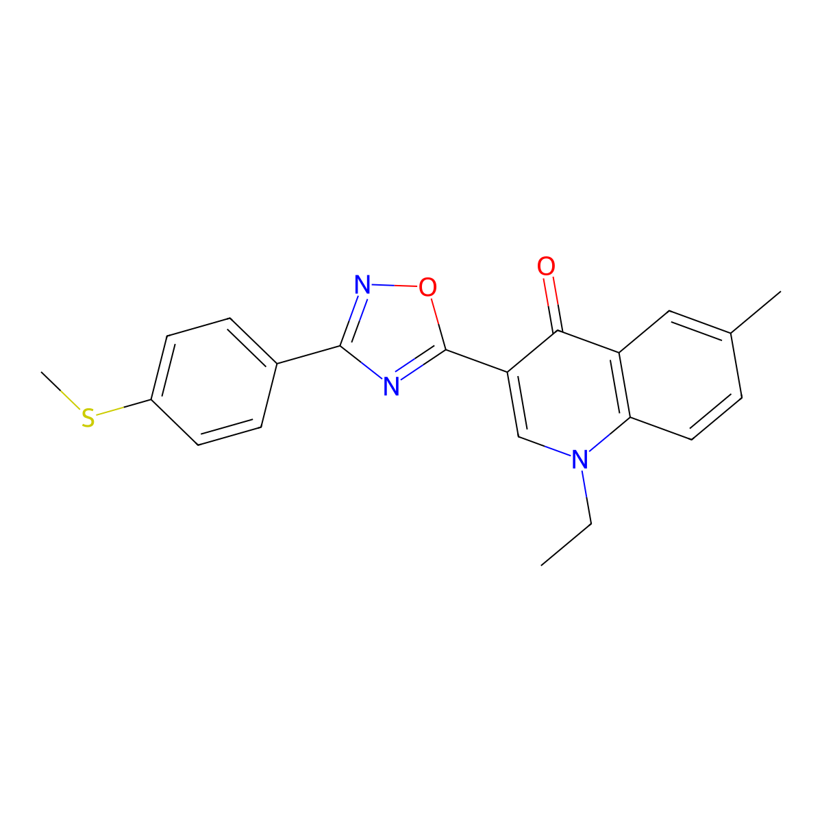 1-ethyl-6-methyl-3-(3-(4-(methylthio)phenyl)-1,2,4-oxadiazol-5-yl)quinolin-4(1H)-one molecular structure, CAS 1260733-25-2