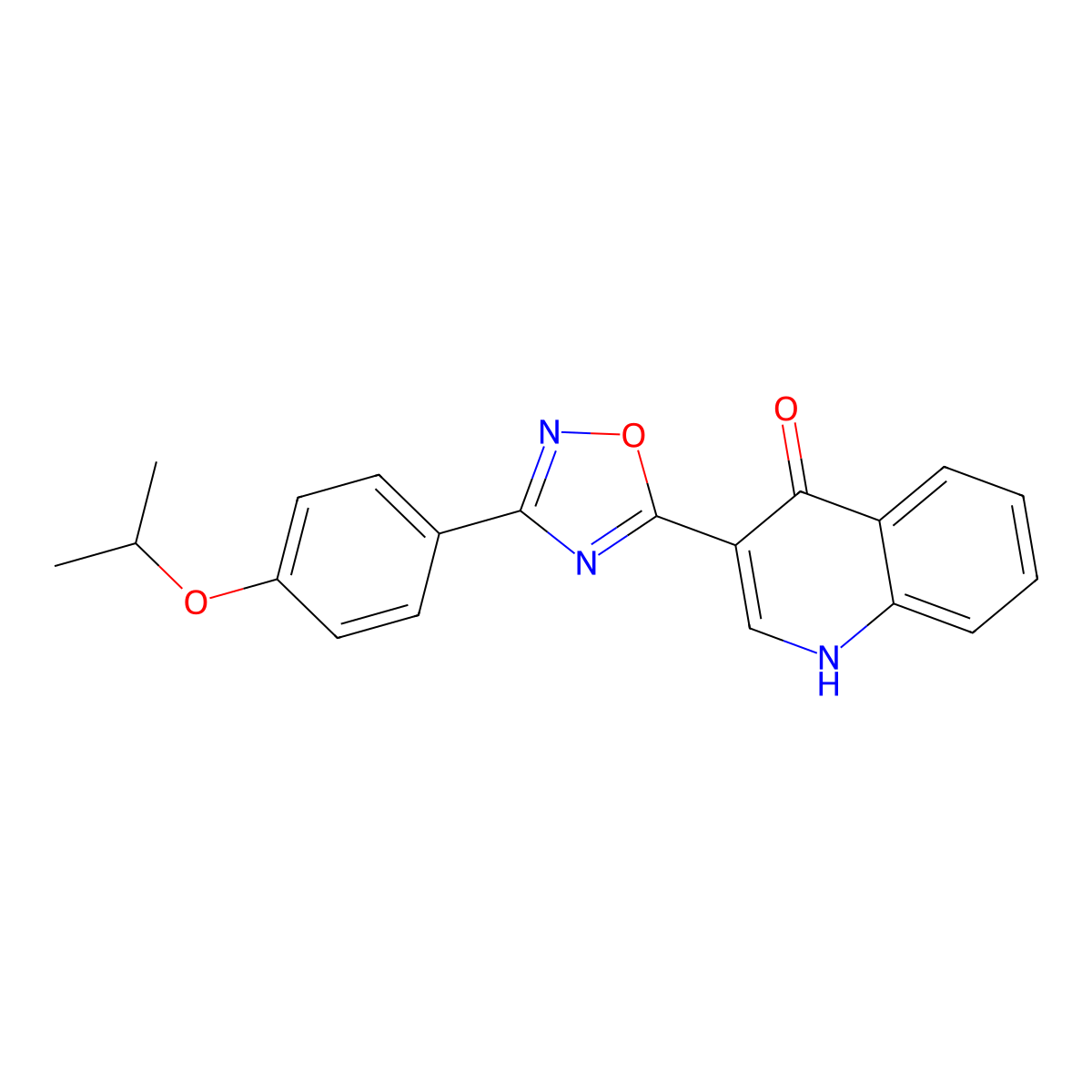 3-(3-(4-isopropoxyphenyl)-1,2,4-oxadiazol-5-yl)quinolin-4(1H)-one molecular structure, CAS 1260733-42-3