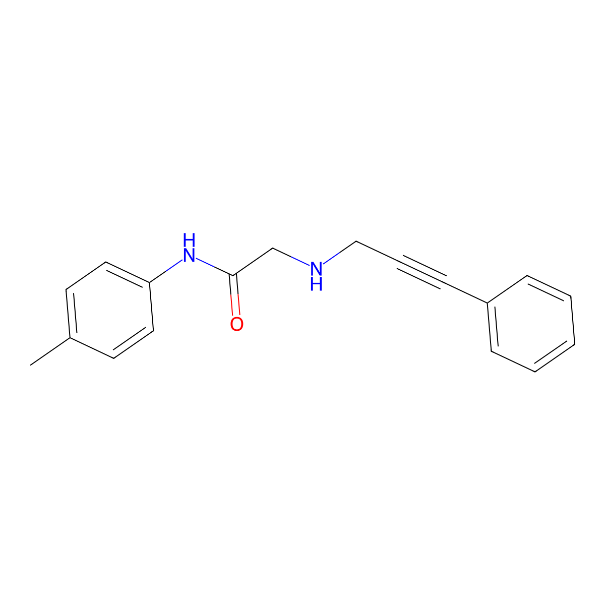 N-(4-methylphenyl)-2-[(3-phenyl-2-propynyl)amino]acetamide molecular structure, CAS 1260735-15-6