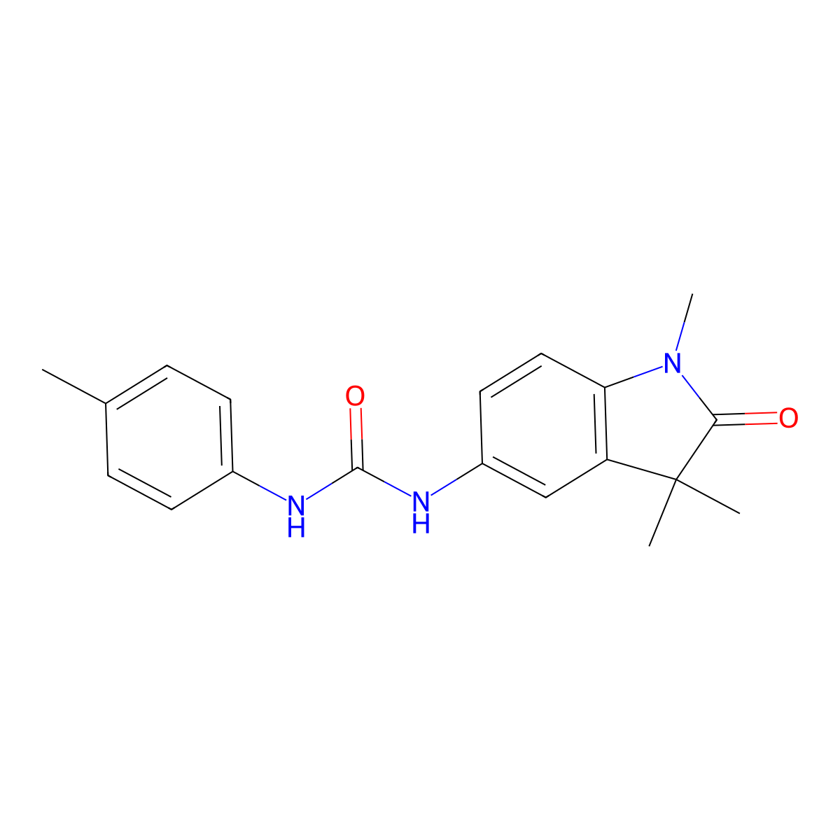 1-(4-methylphenyl)-3-(1,3,3-trimethyl-2-oxo-2,3-dihydro-1H-indol-5-yl)urea molecular structure, CAS 1260735-63-4