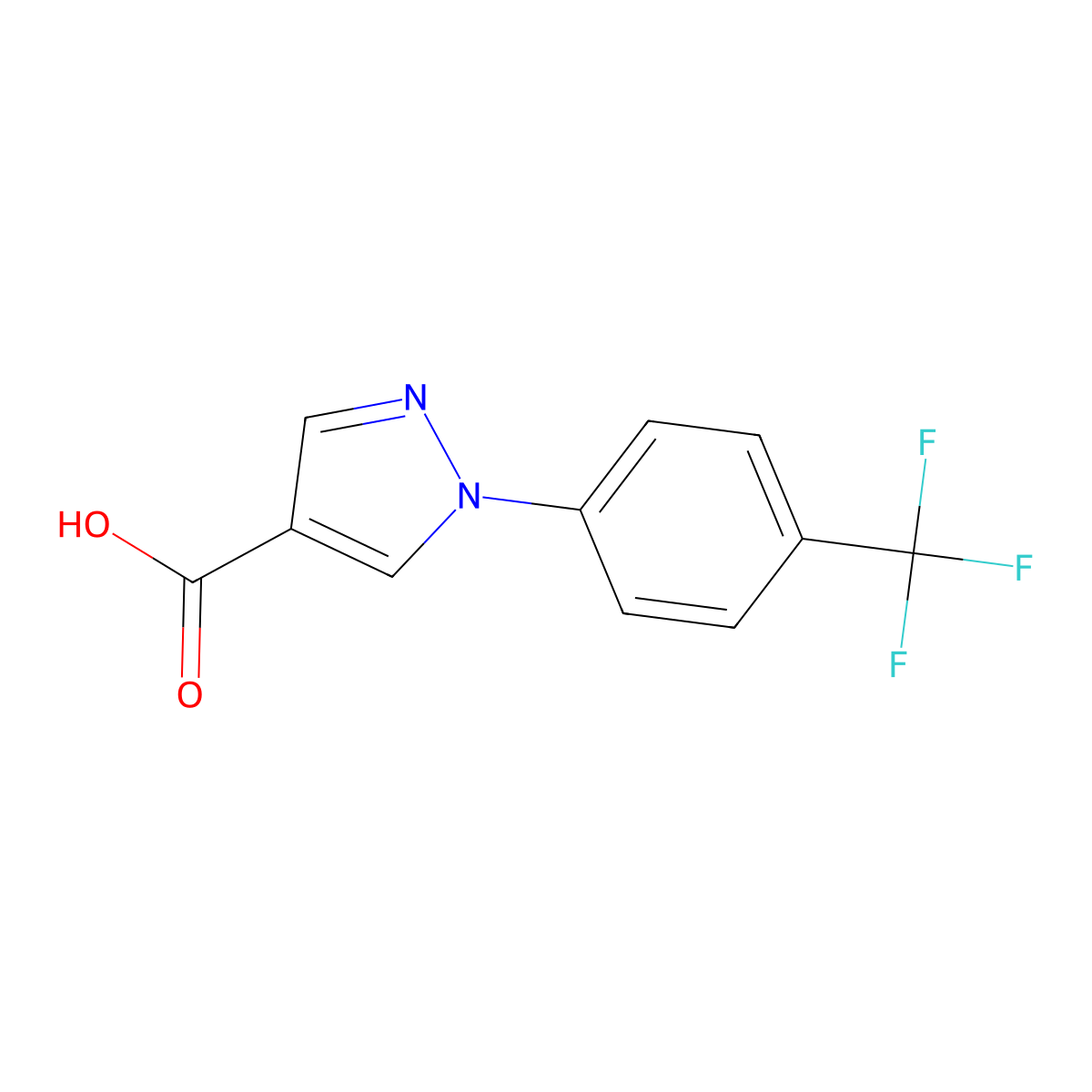 1-(4-(trifluoromethyl)phenyl)-1H-pyrazole-4-carboxylic acid molecular structure, CAS 1260740-53-1