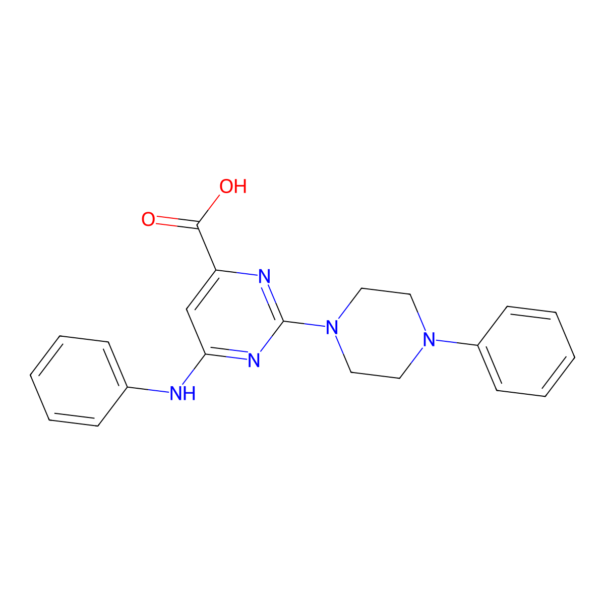 6-(Phenylamino)-2-(4-phenylpiperazin-1-yl)pyrimidine-4-carboxylic acid molecular structure, CAS 1260740-62-2