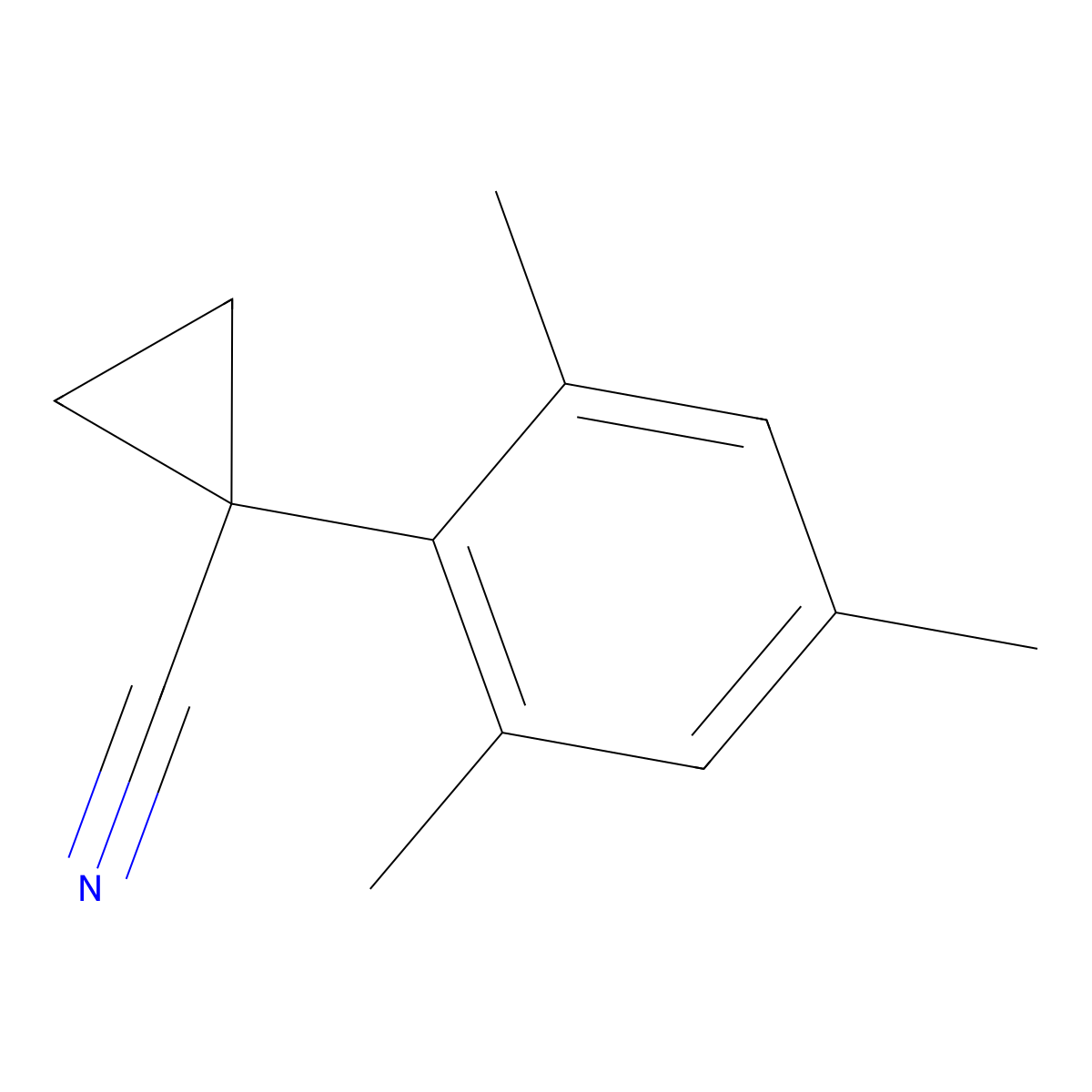 1-(2,4,6-Trimethylphenyl)cyclopropane-1-carbonitrile molecular structure, CAS 1260740-86-0