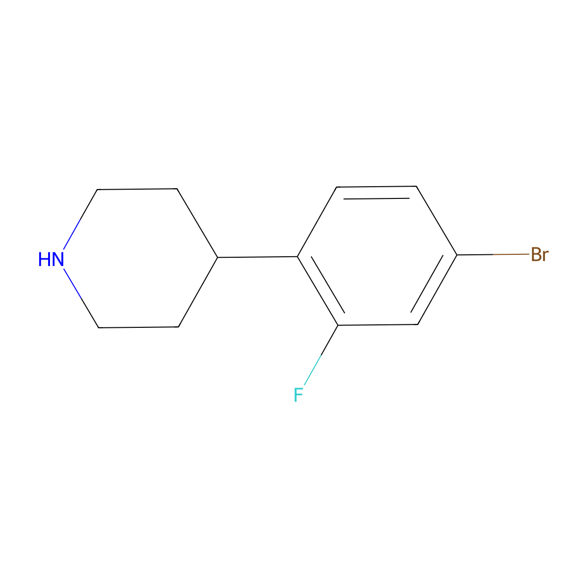 4-(4-Bromo-2-fluorophenyl)piperidine molecular structure, CAS 1260742-23-1
