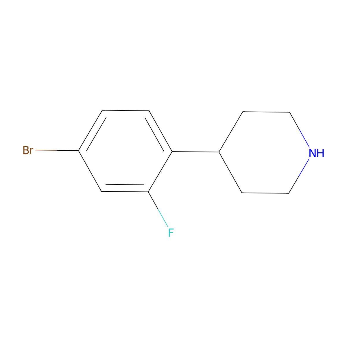 4-(4-Bromo-2-fluorophenyl)piperidine molecular structure, CAS 1260742-23-1