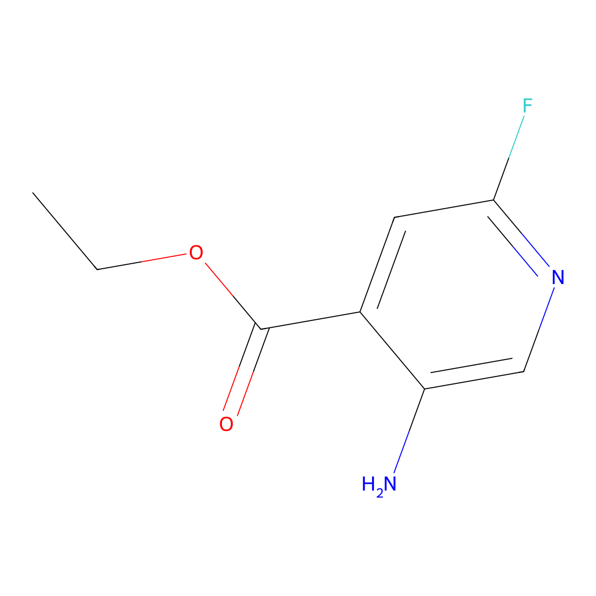 Ethyl 5-amino-2-fluoroisonicotinate molecular structure, CAS 1260742-34-4