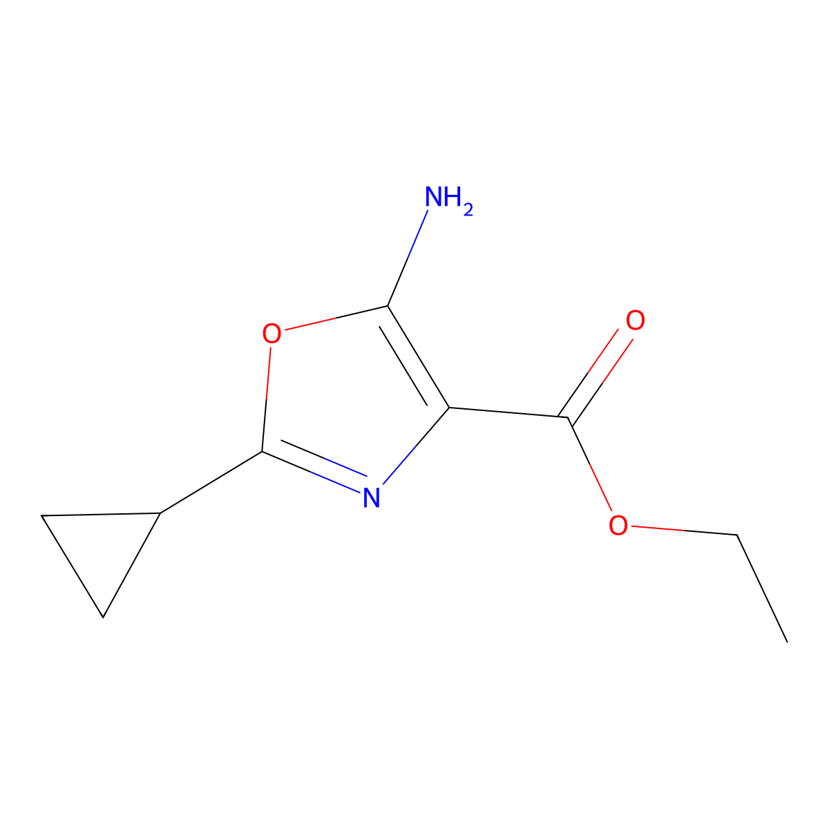 5-Amino-2-cyclopropyl-oxazole-4-carboxylic acid ethyl ester molecular structure, CAS 1260743-08-5