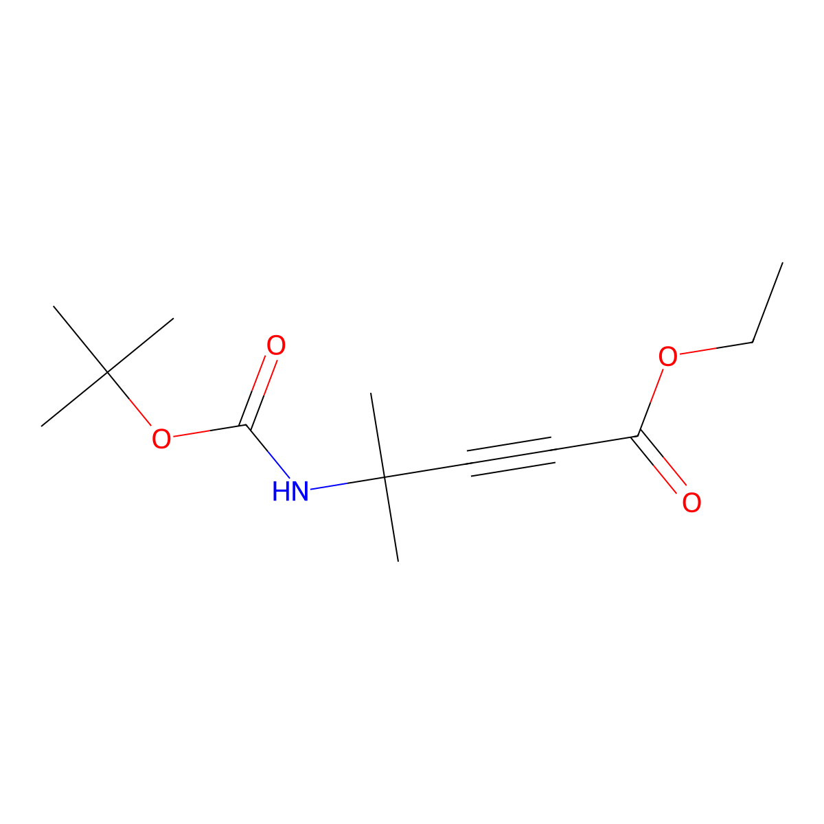 Ethyl 4-{[(tert-butoxy)carbonyl]amino}-4-methylpent-2-ynoate molecular structure, CAS 1260743-13-2