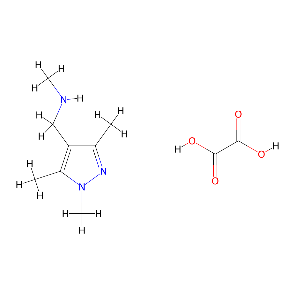 Methyl-(1,3,5-trimethyl-1H-pyrazol-4-ylmethyl)-amine oxalate salt molecular structure, CAS 1260743-48-3