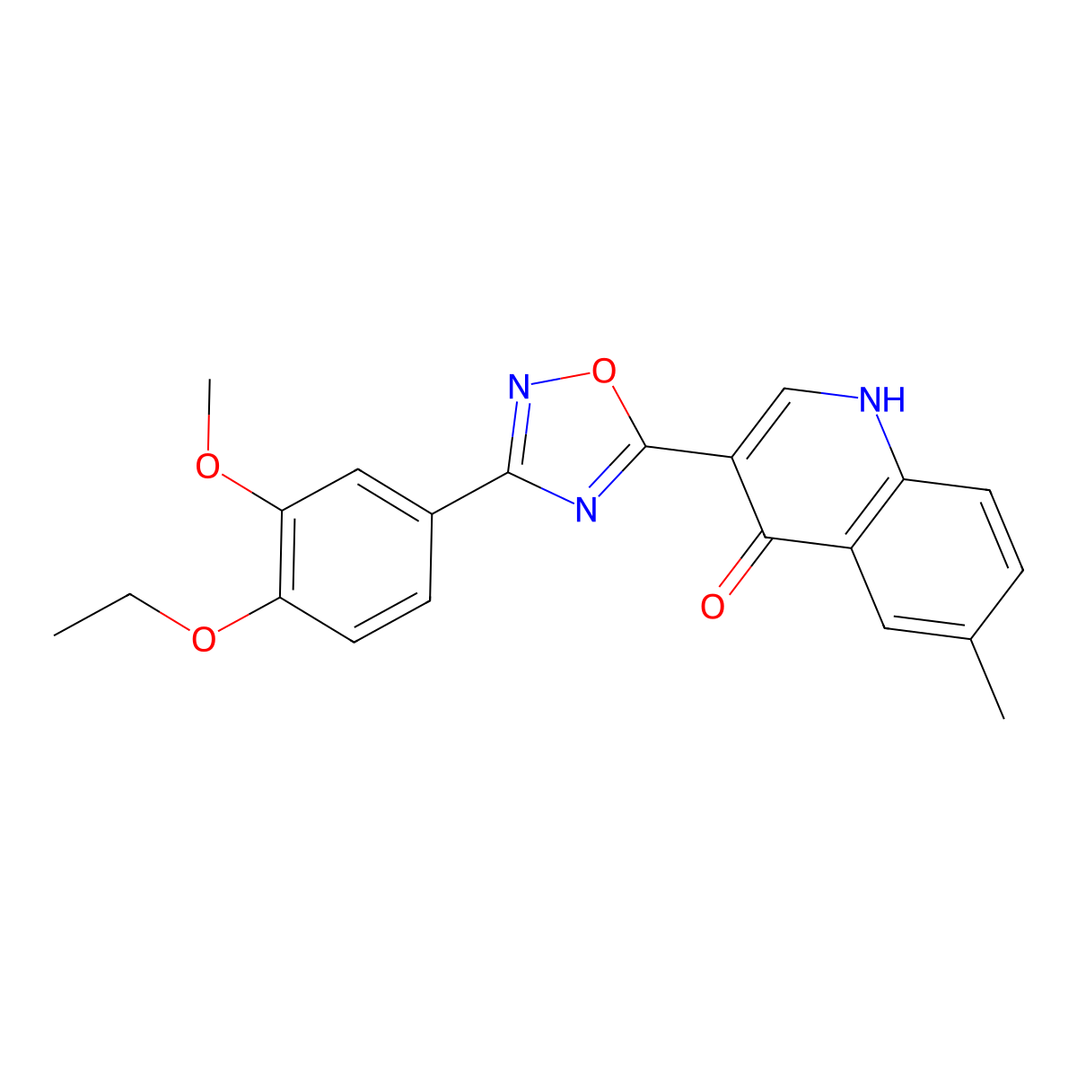 3-(3-(4-ethoxy-3-methoxyphenyl)-1,2,4-oxadiazol-5-yl)-6-methylquinolin-4(1H)-one molecular structure, CAS 1260743-97-2