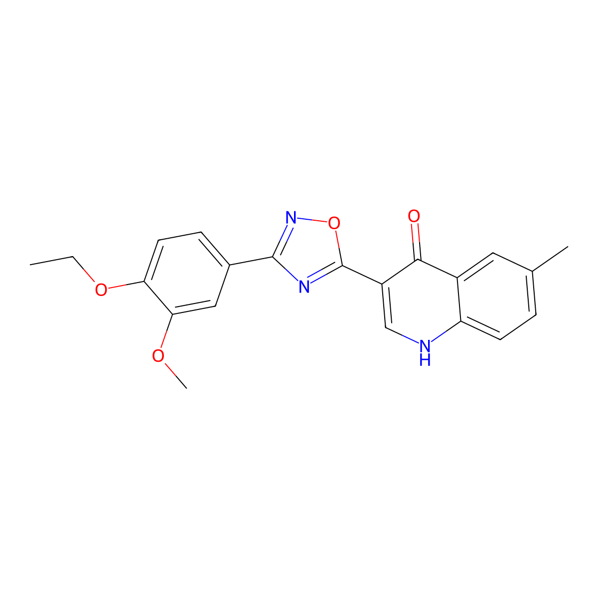 3-(3-(4-ethoxy-3-methoxyphenyl)-1,2,4-oxadiazol-5-yl)-6-methylquinolin-4(1H)-one molecular structure, CAS 1260743-97-2