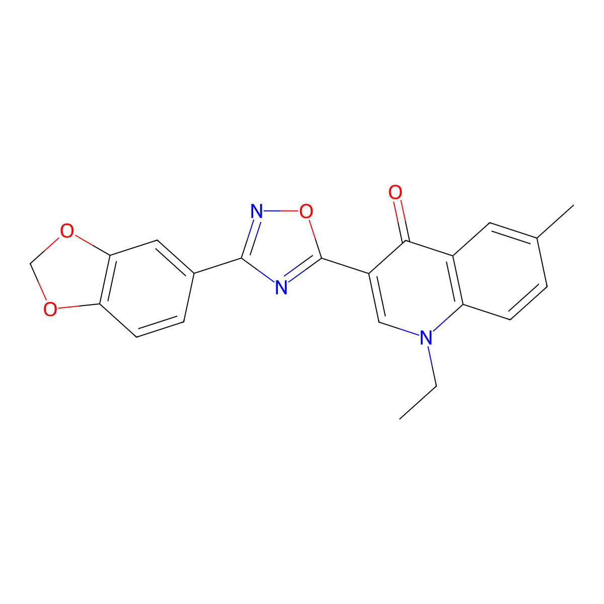 3-[3-(1,3-benzodioxol-5-yl)-1,2,4-oxadiazol-5-yl]-1-ethyl-6-methylquinolin-4(1H)-one molecular structure, CAS 1260743-98-3