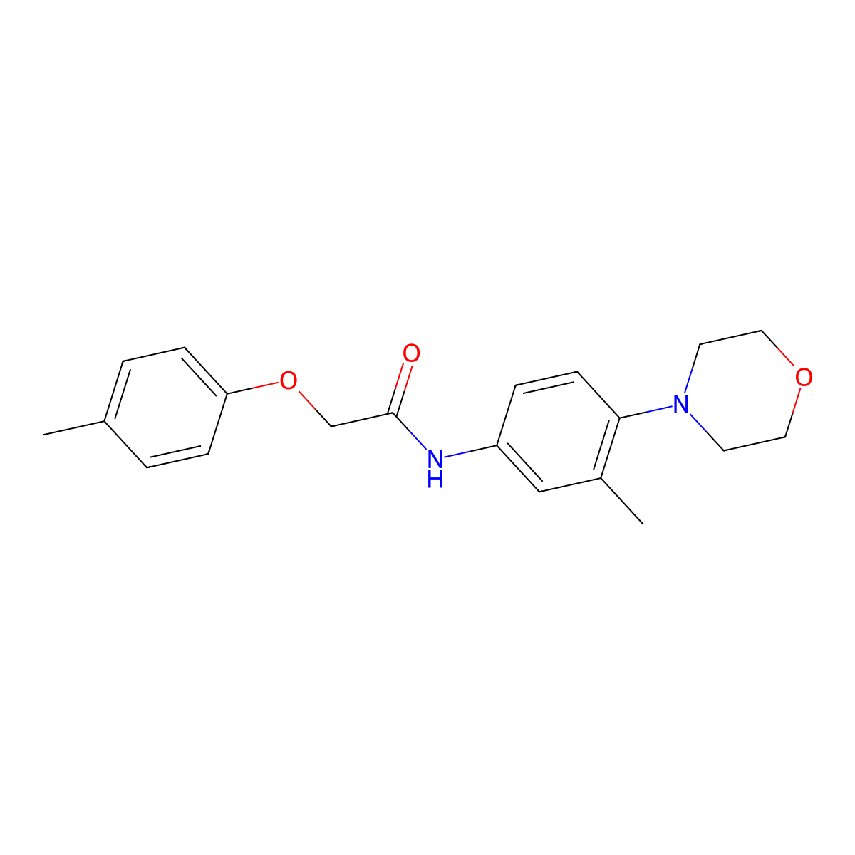N-[3-methyl-4-(4-morpholinyl)phenyl]-2-(4-methylphenoxy)acetamide molecular structure, CAS 1260746-39-1