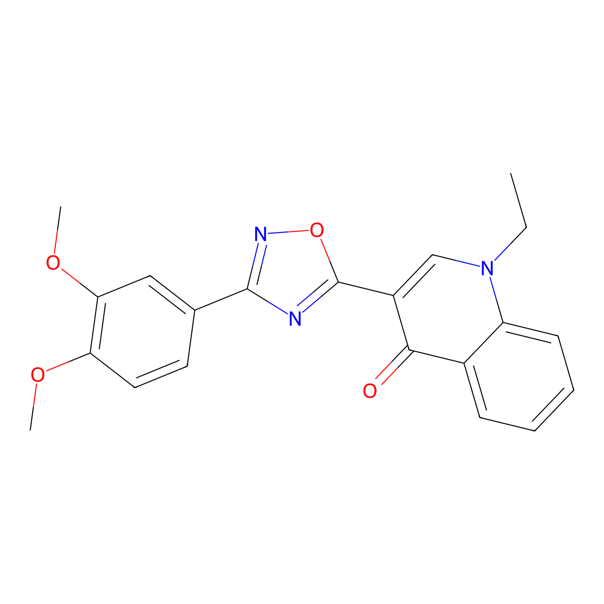 3-(3-(3,4-dimethoxyphenyl)-1,2,4-oxadiazol-5-yl)-1-ethylquinolin-4(1H)-one molecular structure, CAS 1260748-48-8