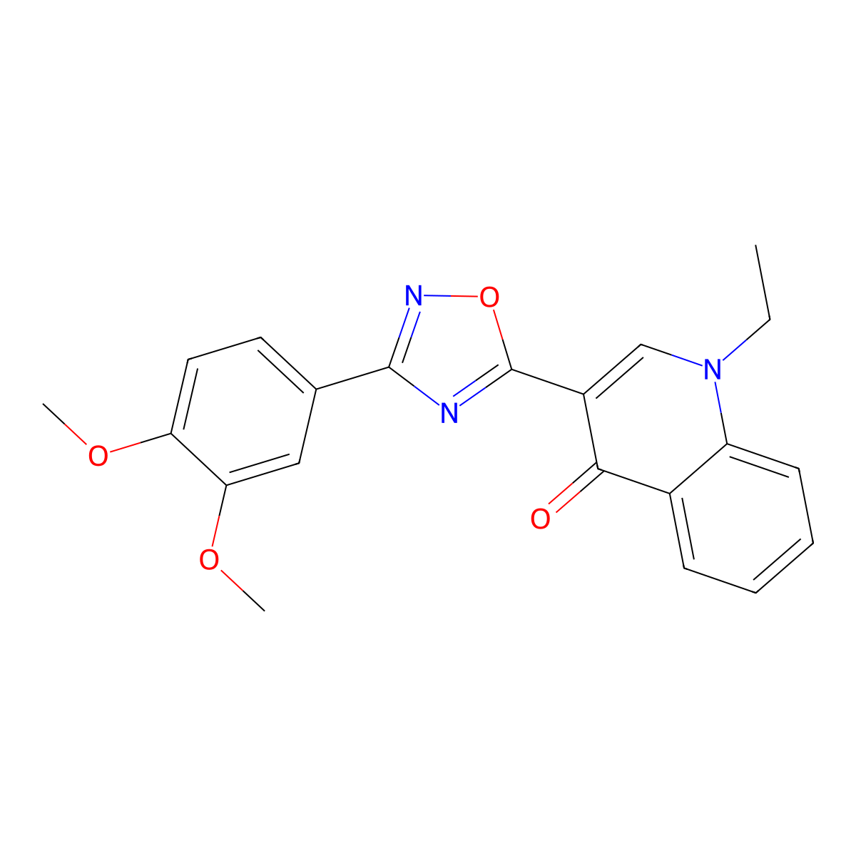 3-(3-(3,4-dimethoxyphenyl)-1,2,4-oxadiazol-5-yl)-1-ethylquinolin-4(1H)-one molecular structure, CAS 1260748-48-8