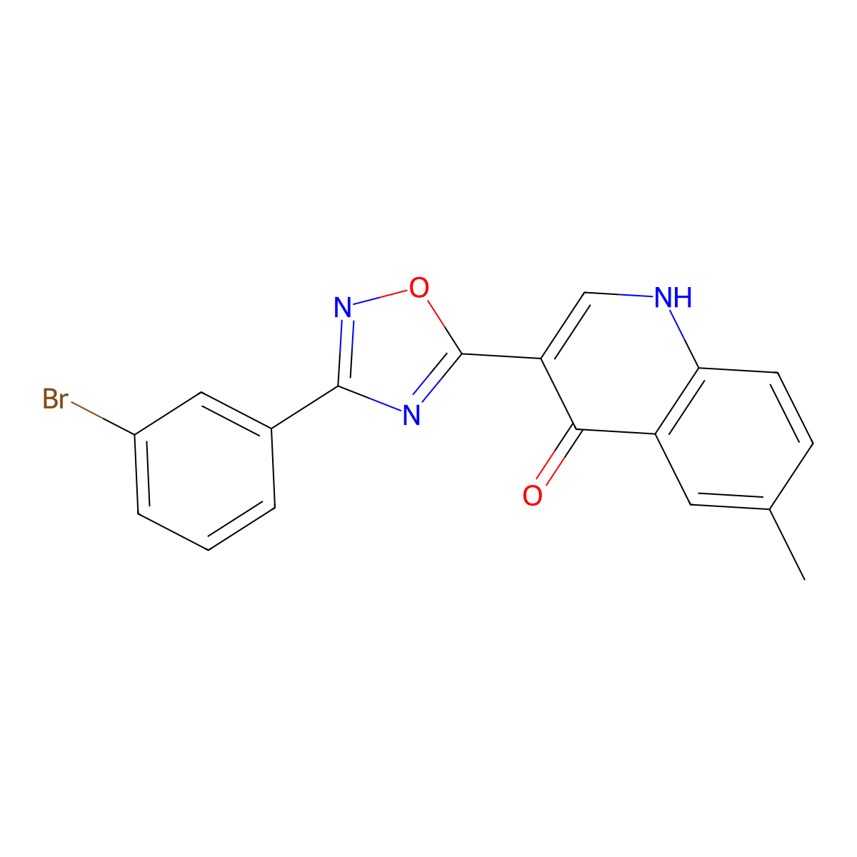 3-(3-(3-bromophenyl)-1,2,4-oxadiazol-5-yl)-6-methylquinolin-4(1H)-one molecular structure, CAS 1260748-50-2