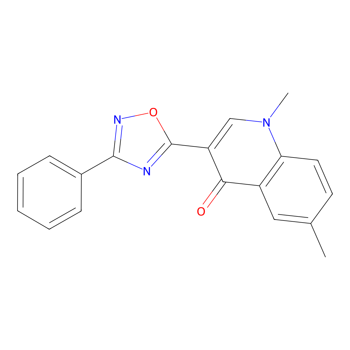 1,6-Dimethyl-3-(3-phenyl-1,2,4-oxadiazol-5-yl)-1,4-dihydroquinolin-4-one molecular structure, CAS 1260748-54-6