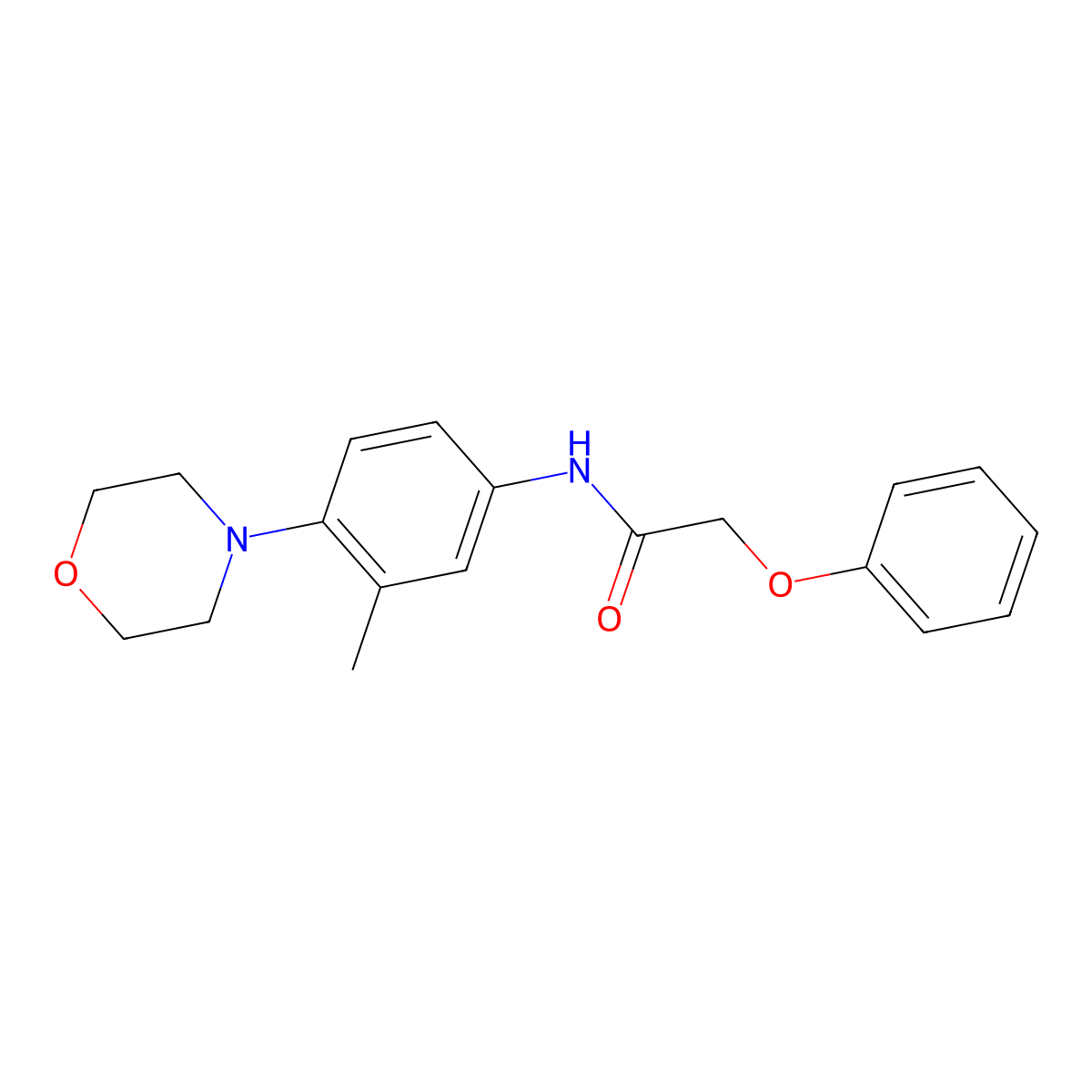 N-[3-methyl-4-(4-morpholinyl)phenyl]-2-phenoxyacetamide molecular structure, CAS 1260750-32-0